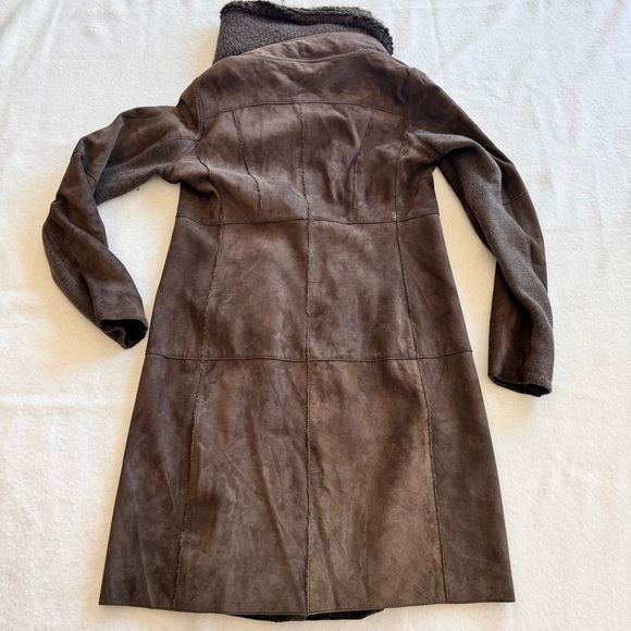 Gimo’s Suede Leather Shearling Brown Coat Size S - Picture 12 of 12